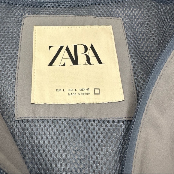 Zara Men’s Lightweight Bomber Jacket Light Blue Sz L - Picture 8 of 10